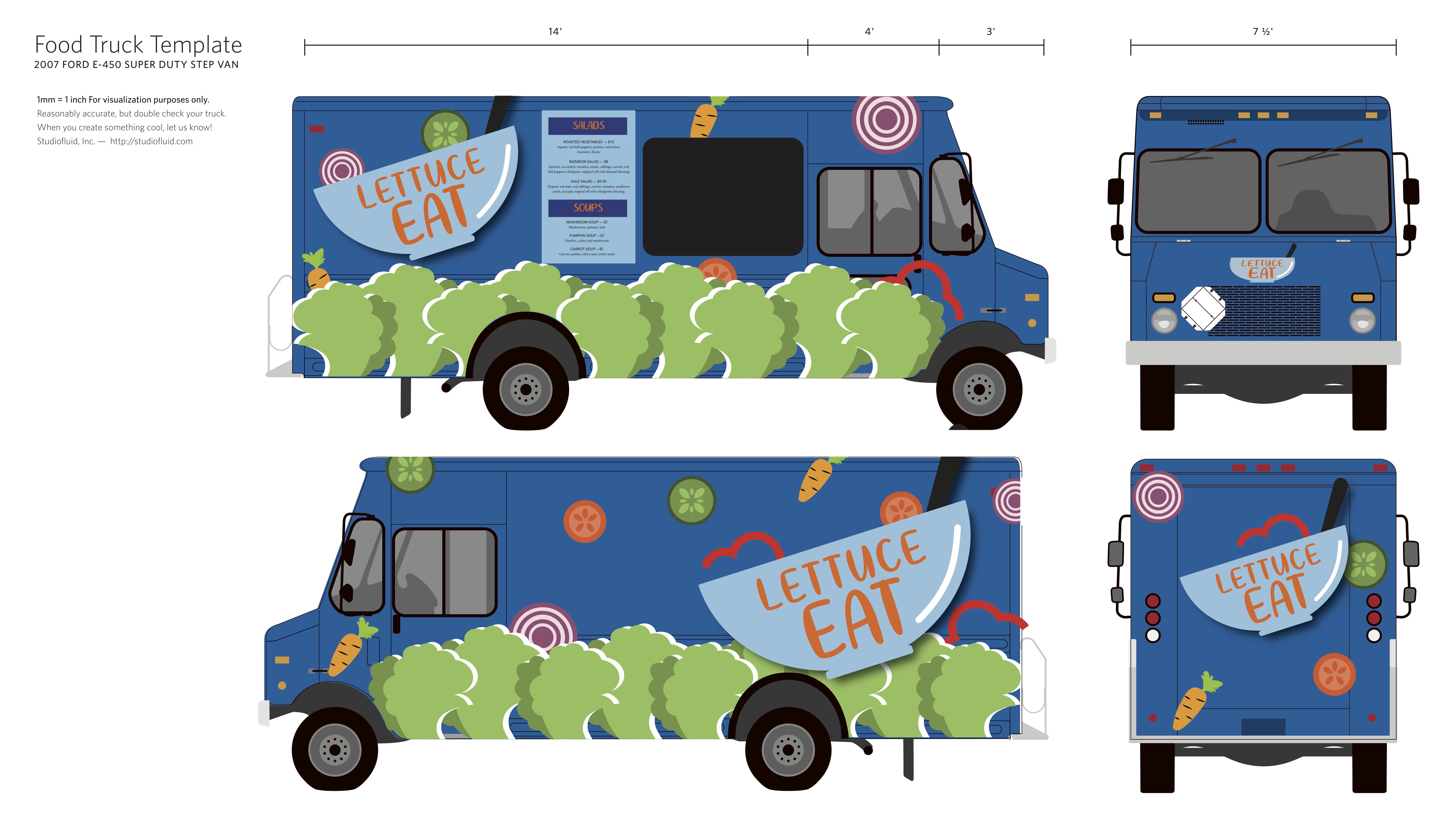 Lettuce Eat food truck wrap — all views